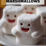 Homemade marshmallows decorated like Stay Puft for Ghostbusters Party Food and Halloween Food Treats. 2